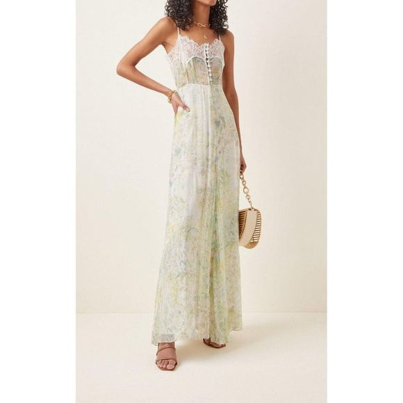 LoveShackFancy Dresses & Skirts - LoveShackFancy X Free People Elma Slip Dress in Green Pistachio Cream